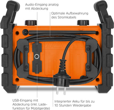 TechniSat DIGITRADIO 230 OD - DAB+ Baustellenradio (DAB+, DAB, UKW, USB, AUX in, Bluetooth, leistung