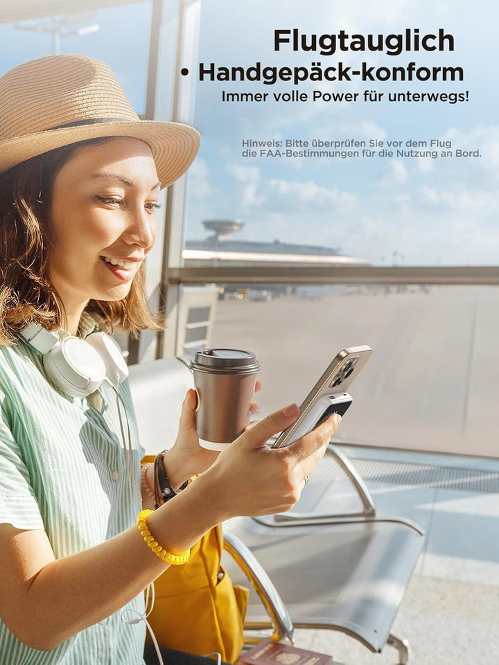 Aioneus Power Bank 20000mAh, Powerbank mit integriertem Kabel, 22,5W Schnellladefunktion, USB-C EIN-