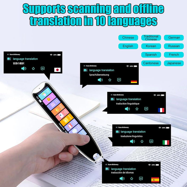 Scan Übersetzer Stift, Online 142 Sprachen Scan Reader Pen Lesestift mit 3,7 Zoll Touchscreen, Echtz