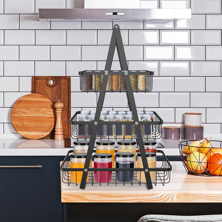 AufuN Obst Etagere, 3 Stöckig Obstkorb Rack Obstschale aus Metall, Abnehmbar Obst Halter Küche Ablag