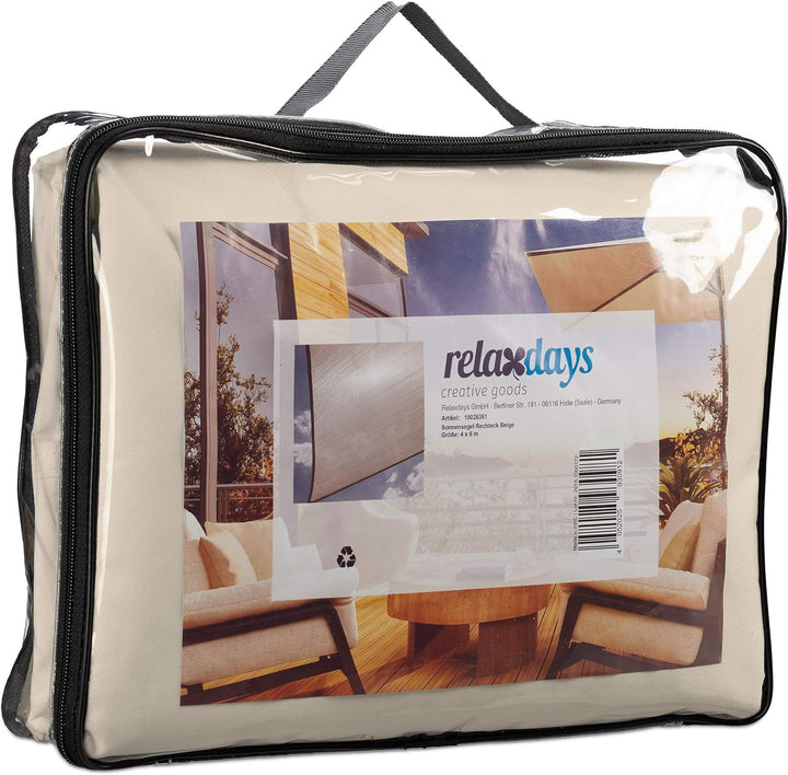 Relaxdays Sonnensegel rechteckig, wasserabweisend, UV-beständig, mit Spannseilen, Terrasse, Balkon,