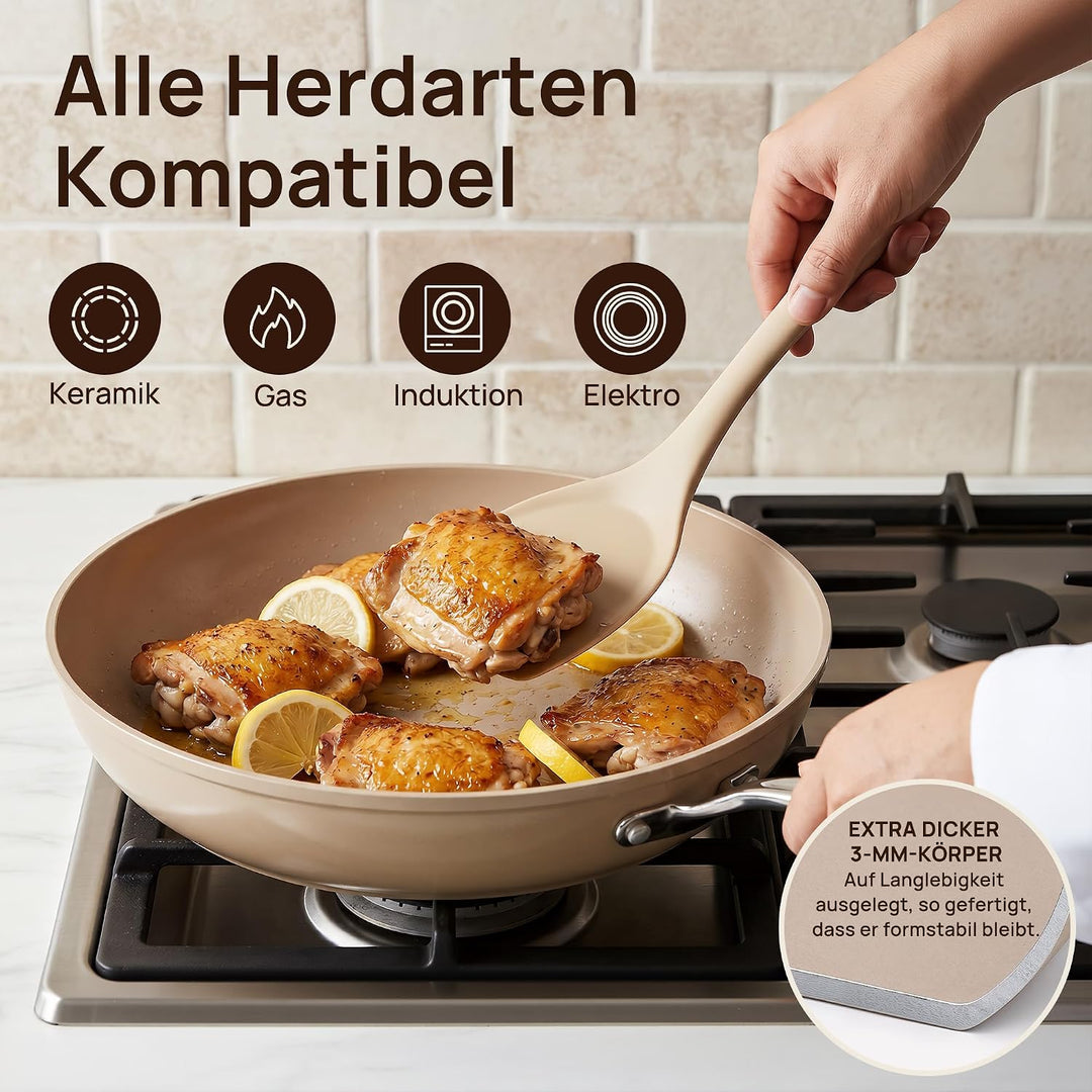 KOKHUB Pfannenset 3-teilig, Keramik Antihaft Bratpfannen 20/24/28 cm, PFAS-frei PFOA-frei Kochgeschi