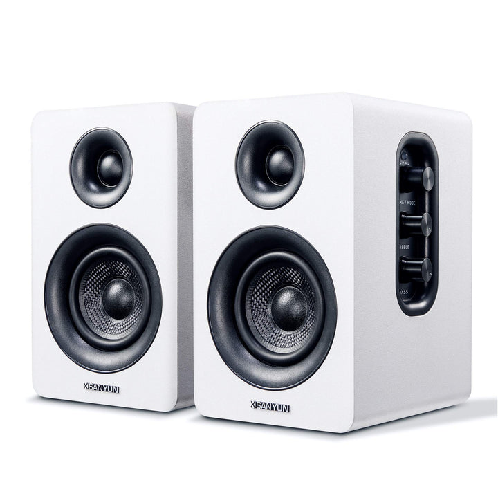 Sanyun SW208 3" Aktive Bluetooth 5.0 Regallautsprecher - 60W-Kohlefaser-Lautsprechereinheit - eingeb