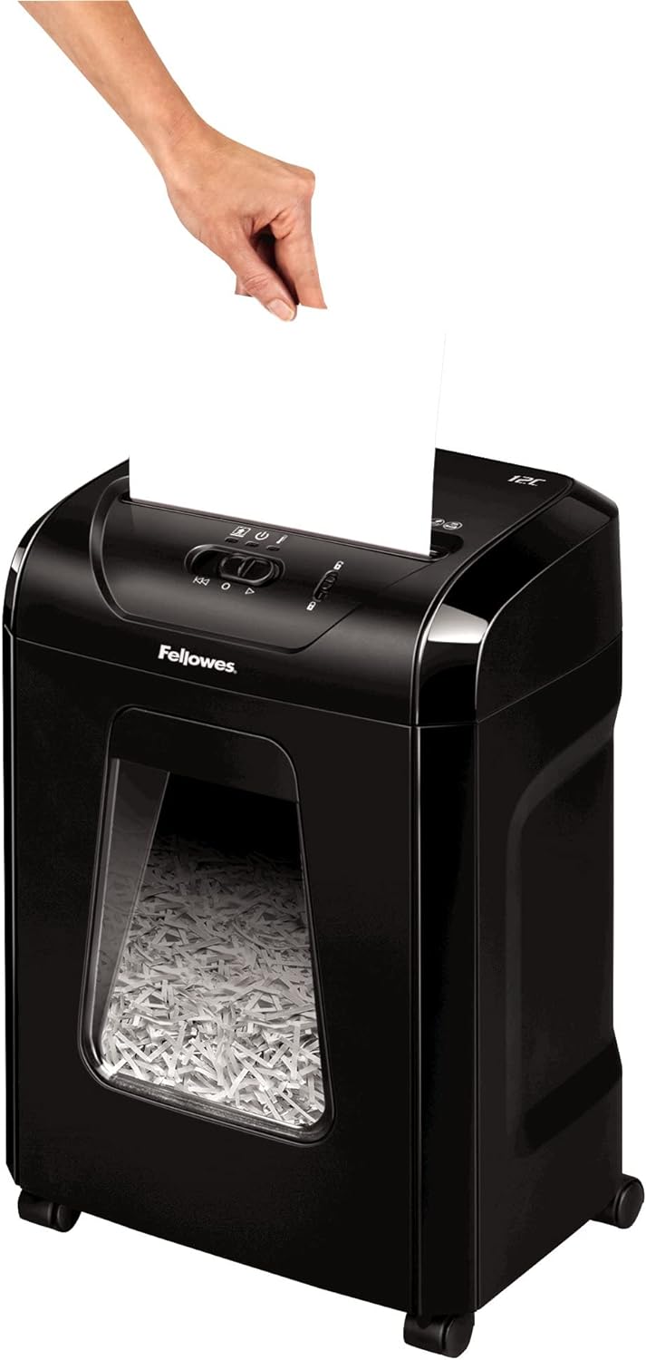 Fellowes Aktenvernichter Powershred 12C, 12 Blatt 4x40mm Partikelschnitt (P-4), mit Sicherheitssperr