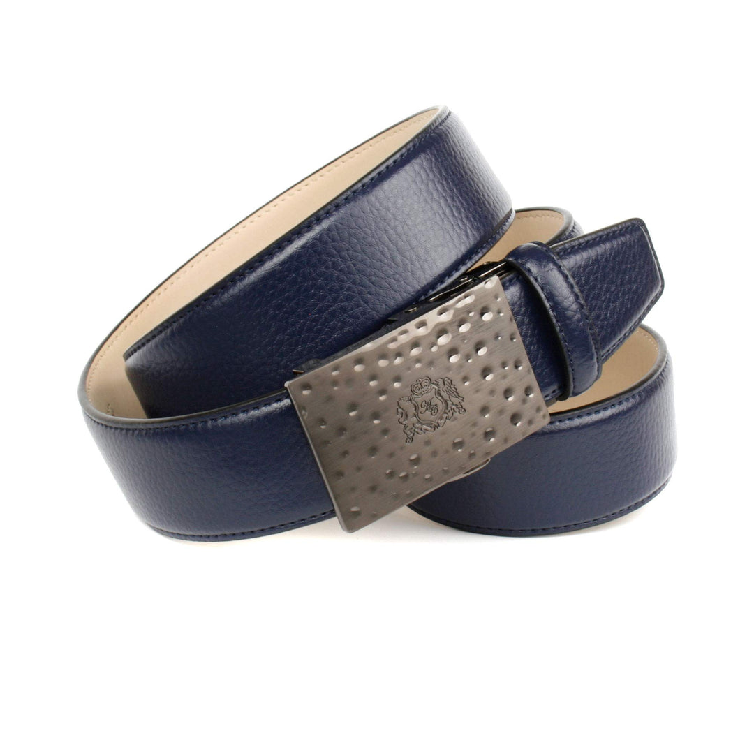 Anthoni Crown Herren Ledergürtel Gürtel Modell 32T80 85 Dunkelblau, 85 Dunkelblau