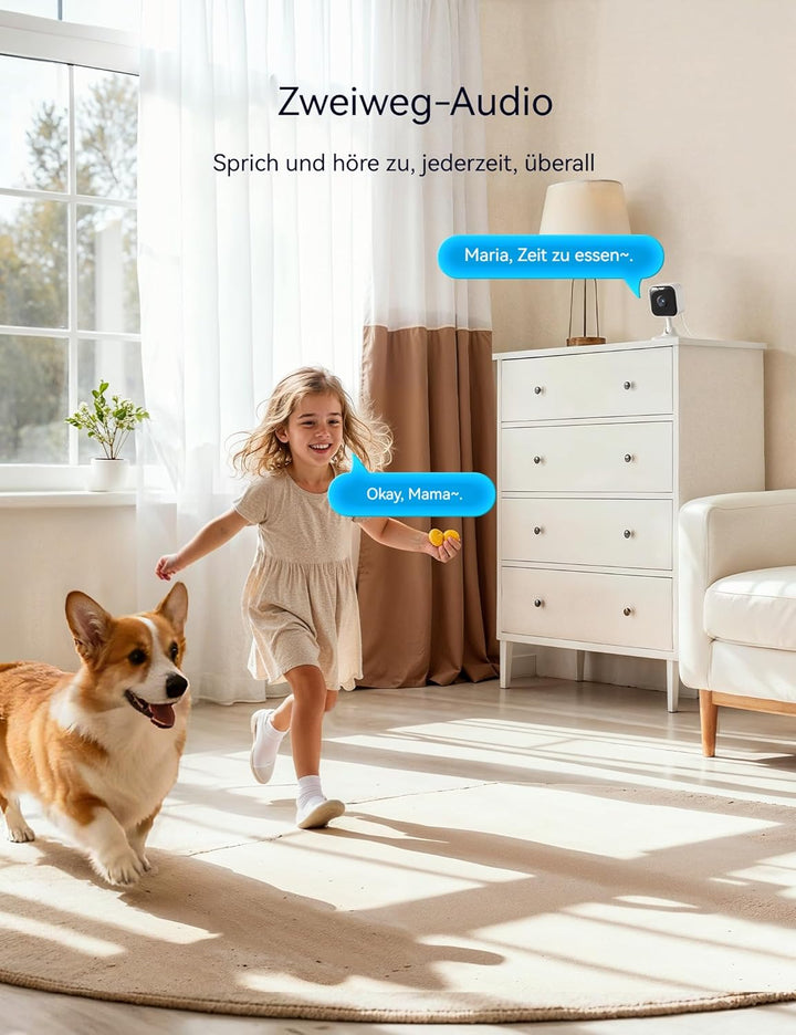 GNCC 2K WLAN Überwachungskamera Innen, Mini Kamera, 2,4/5GHz Wi-Fi 6, Babyphone mit Kamera, Indoor K