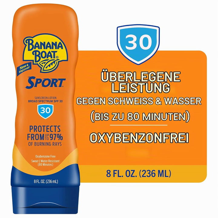 Banana Boat Sport Performance Sonnenschutz Lotion SPF 30, 8 Unze 30 LSF 236 ml (1er Pack), 30 LSF 23