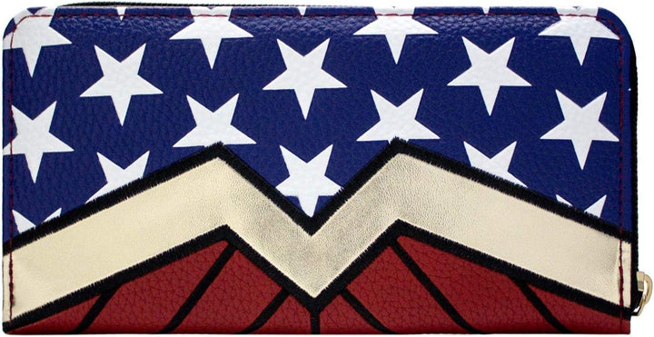 Wonder Woman DC Sterne & Streifen Kriegeranzug Emblem Portemonnaie Clutch Münzfach & Kartenhalter, R