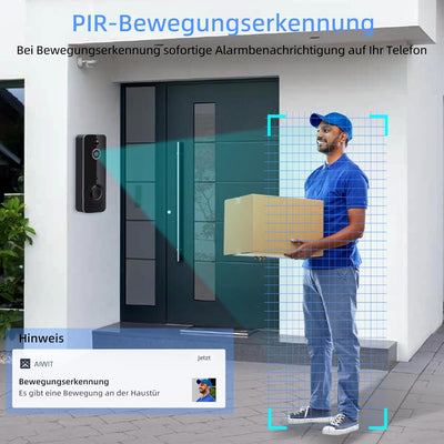 Tolesum WLAN Video Türklingel mit Kamera, Kabellose WiFi Türklingel mit Batterie, HD Video Doorbell
