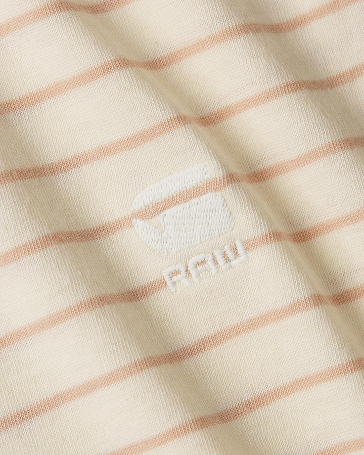 G-STAR RAW Damen Eyben Slim V-Neck Top 2.0 T-Shirt XS Mehrfarben (Antique White/Rugby Tan Stripe D24
