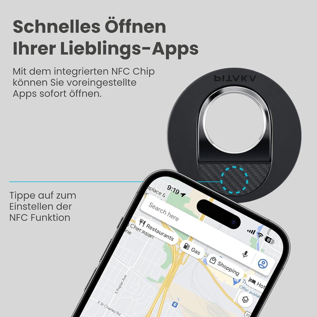 PITAKA Handy Ring Halterung Kompatibel mit Magsafe Magnetischer Griff Ring Halter mit NFC Funktion E