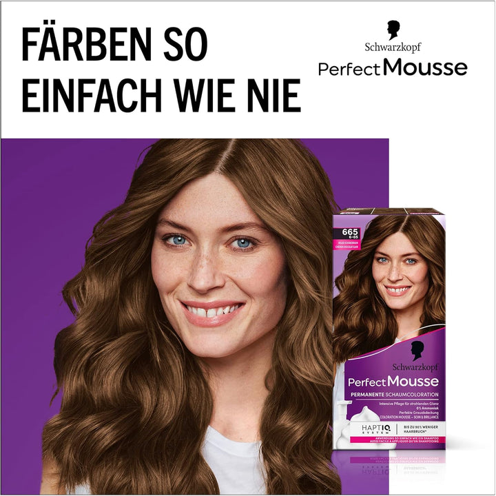 Schwarzkopf Perfect Mousse Permanente Schaumcoloration 665/6-65 Helles Schokobraun (93 ml), Haarfarb