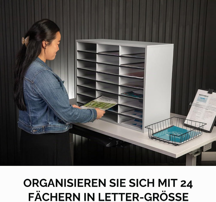 Fellowes 25041 Post und Broschürenmanager, Dove Gray, 24 Fächer, 24 Fächer