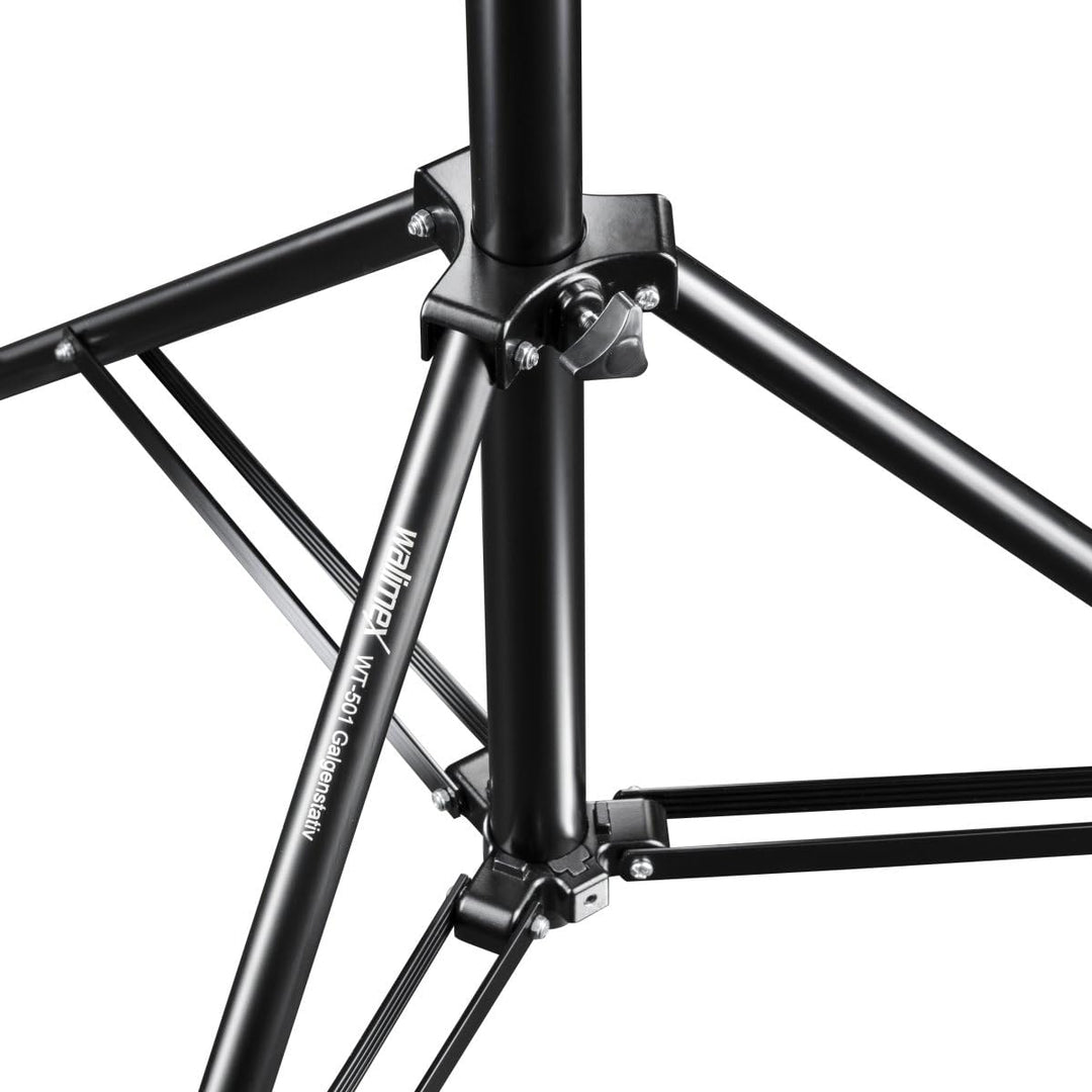 Walimex pro WT-501 Galgenstativ (max. Höhe ca. 175 cm und Belastbarkeit ca. 5 kg), Schwarz Single, S