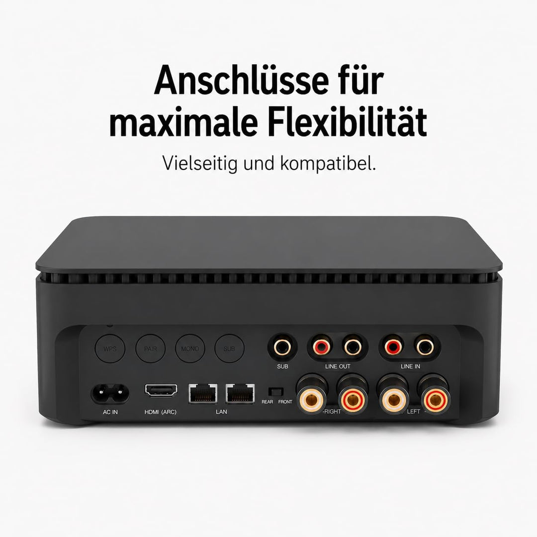 Loewe Multi.Room amp, Verstärker, Schwarz, Stereo Amplifier, 1200 Watt, DTS Play-Fi, AirPlay und Chr