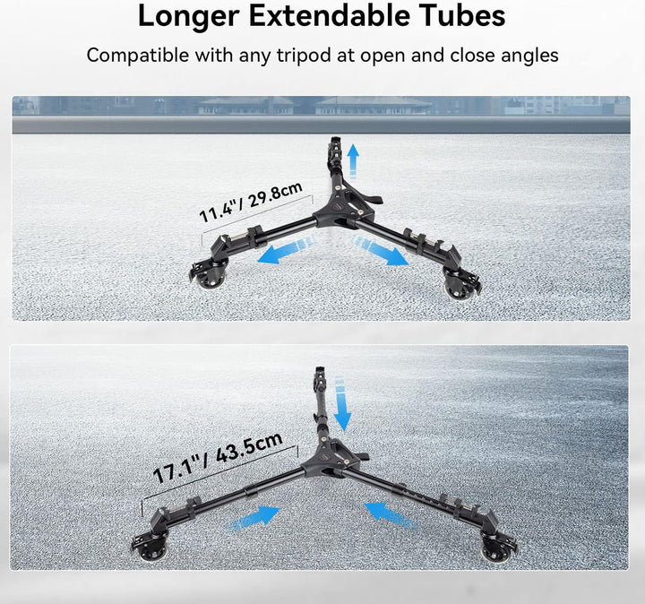 SMALLRIG Universal Fotografie Stativ Wagen, strapazierfähig mit verstellbaren Beinhalterungen und Tr