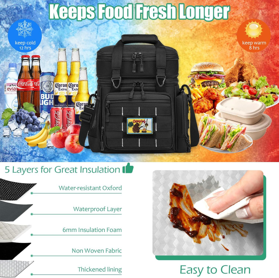 Kühltasche Picknicktasche erweiterbare Isoliertasche Lunchtasche Essen & Getränk Thermotasche für Sc