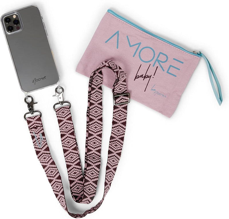 NOOMYA® Premium Fashion Handykette | Set Handyhülle iPhone XR & Handyband Wine Tasting | Handygurt z