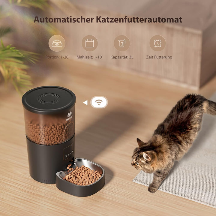 IMIPAW Futterautomat Katze, 5G | 2.4G WiFi Katzenfutter Automat, APP-Steuerung Futterspender für Kat