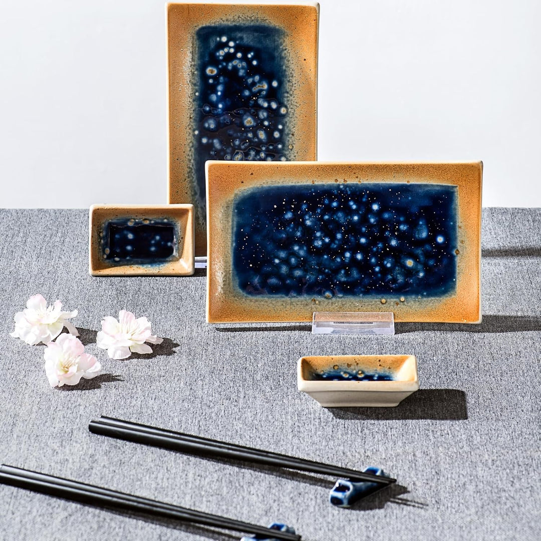 UNICASA Japanisches Geschirr 8er Set, Sushi Geschirr Set Mit Sushi Teller, Dipschalen,Essstäbchen un