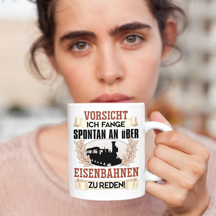Trendation - Eisenbahner Tasse Geschenk für Modelleisenbahn-Fans Geschenkidee Ich Fange Spotan An Üb