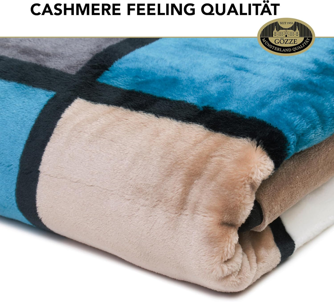 Gözze - Weiche Kuscheldecke, Cashmere Feeling, Hohes Stoffgewicht 500 g/m², Antigua, 150 x 200 cm -