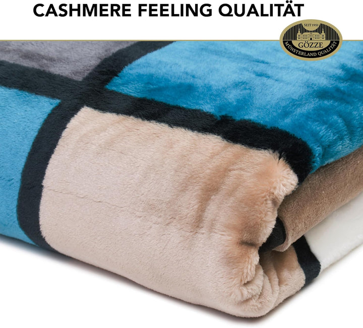 Gözze - Weiche Kuscheldecke, Cashmere Feeling, Hohes Stoffgewicht 500 g/m², Antigua, 150 x 200 cm -