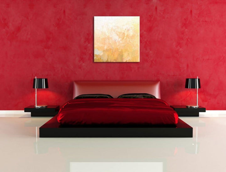 Pixxprint Romantische Blumenwiese Pinsel Effekt, Format: 70x70 auf Leinwand, 70x70