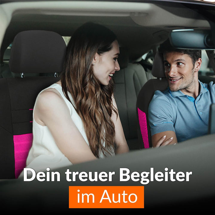 Upgrade4cars Auto-Sitzbezüge Pink Schwarz | Auto-Schonbezüge Set für Vordersitze &amp; Rückbank | Rosa A