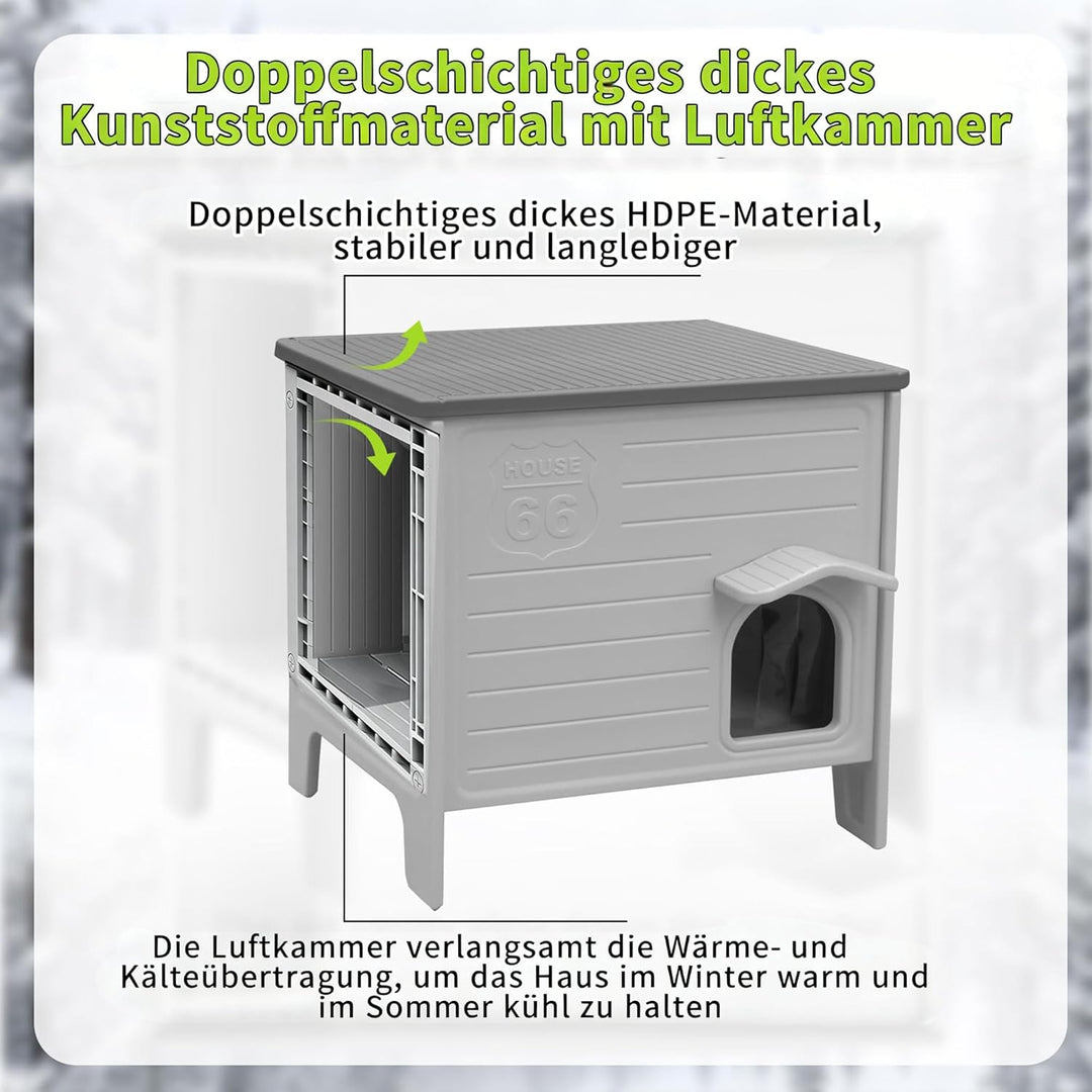 2-stöckiges Katzenhaus Outdoor, Winterfest für mittlere Katzen – Isolierte Ganzjahres-Schutzhütte mi