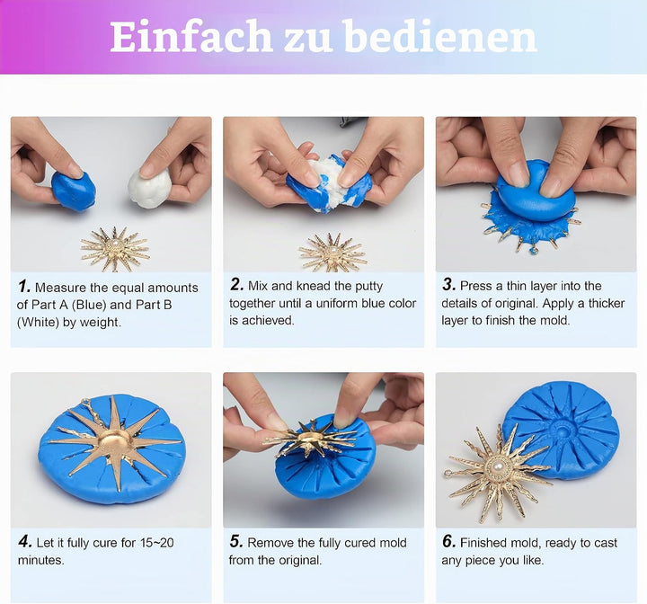 LET'S RESIN Silikonknete, 0,5 kg/40 A Silikonformen-Set, ungiftig, stark und flexibel, einfaches 1:1