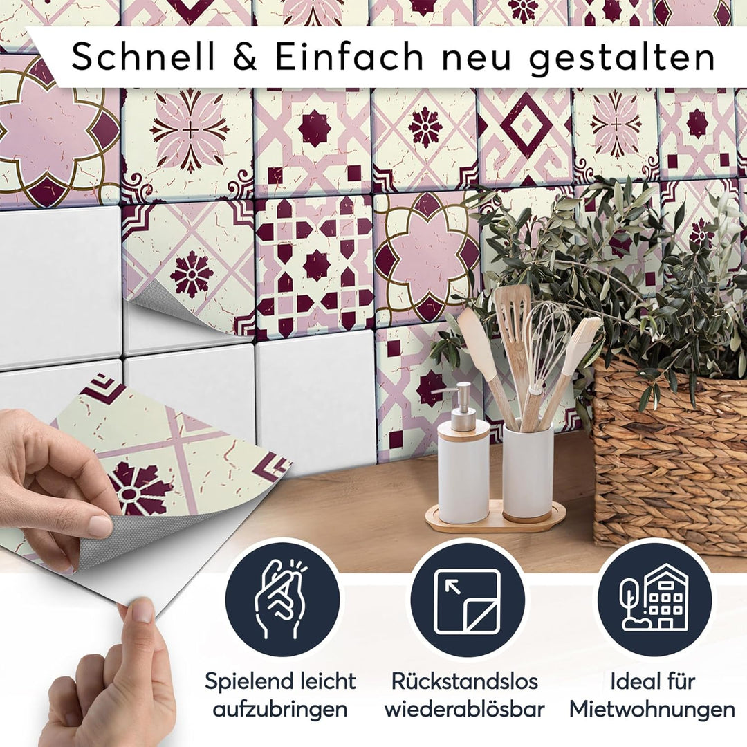CREATISTO Klebefliesen Stickerfliesen Fliesenfolie - Selbstklebende Fliesen Folie I Klebefliesen Dek