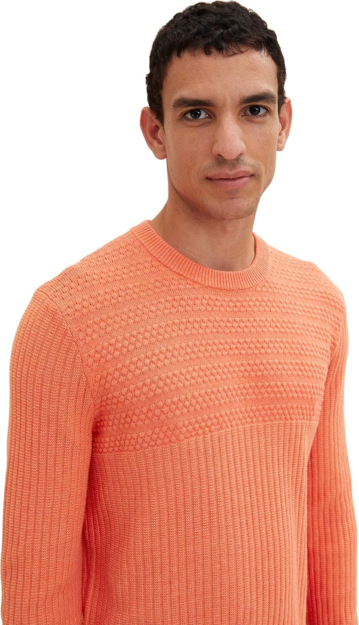 TOM TAILOR Herren Strickpullover S 11834 - Soft Peach Orange, S 11834 - Soft Peach Orange