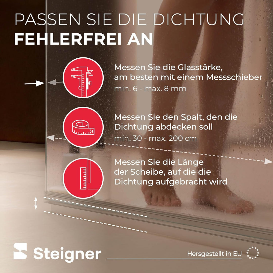 STEIGNER Duschtürdichtung UK11 100 cm (1 Stk.) Transparent - Dichtung gerade für Eckeinstieg Dusche