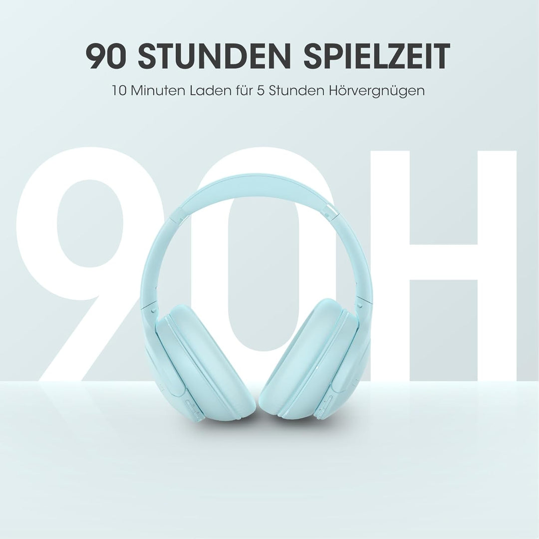 DOQAUS Bluetooth Kopfhörer Over-Ear Bis zu 90 Std,Kopfhörer Over Ear mit 3 EQ-Modi, HiFi-Stereo Falt