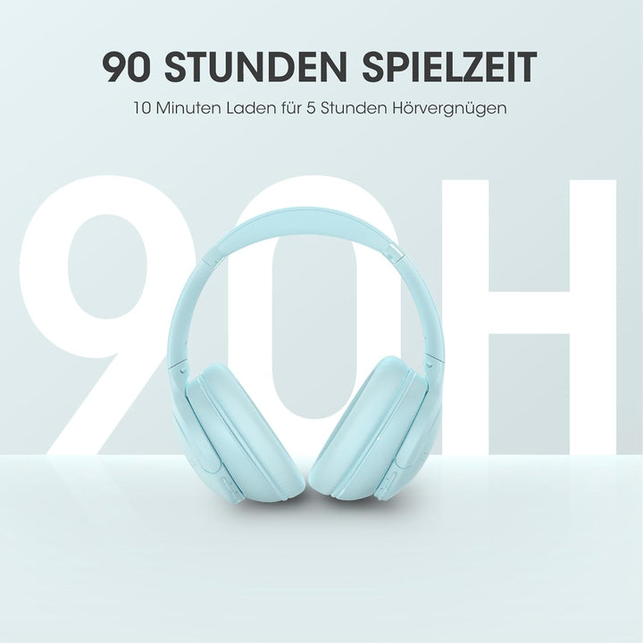 DOQAUS Bluetooth Kopfhörer Over-Ear Bis zu 90 Std,Kopfhörer Over Ear mit 3 EQ-Modi, HiFi-Stereo Falt
