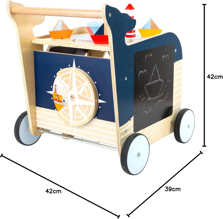 small foot Lauflernwagen Wal aus Holz für erste Gehversuche, multifunktional, für Kinder ab 1 Jahr,
