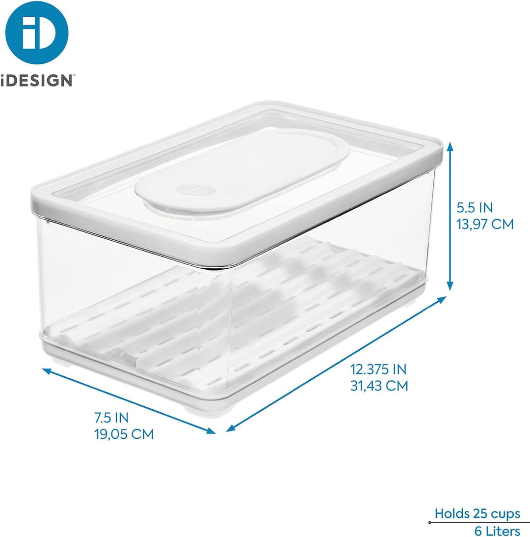 iDesign Vorratsbehälter mit Deckel, grosser Kühlschrankorganizer für Obst & Gemüse mit Luftregulieru