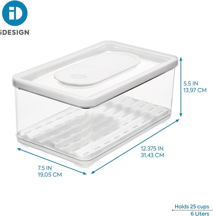iDesign Vorratsbehälter mit Deckel, grosser Kühlschrankorganizer für Obst & Gemüse mit Luftregulieru
