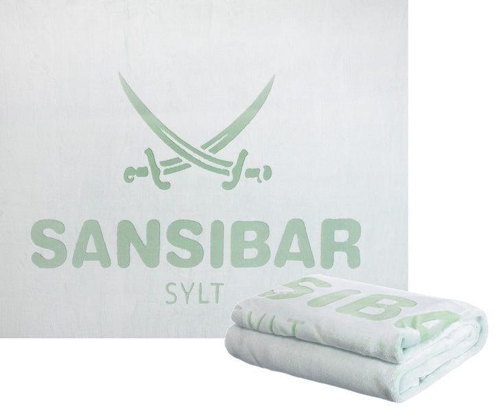 Sansibar Wohndecke Kuscheldecke Tagesdecke Micro Flausch Prägedruck 150x200 cm Weiss/Hellgrün, 150x2