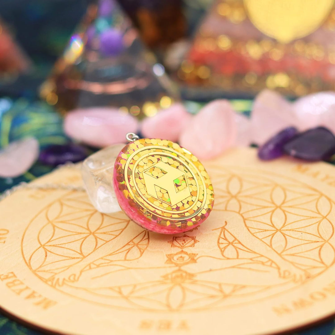 DYFUHO Orgone Metatron Cube Merkaba Anhänger Halskette, Om Crystals Stones Orgonit Anhänger, Orgonit