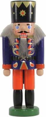 Rudolphs Schatzkiste Miniatur - Nussknacker König dunkelblau 13cm NEU Nussknacker Holz Figur Erzgebi