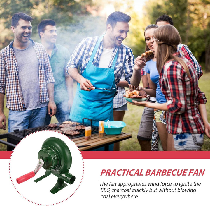 Yardwe Handgebläse aus Stabilem Eisen mit Handkurbel Tragbarer Lüfter für Grill und Kamin Praktische
