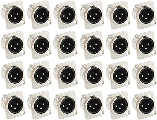 Adam Hall Connectors 7838-24er Set XLR-Einbaubuchse male/männlich 3-pol D-Typ silber Einbaustecker