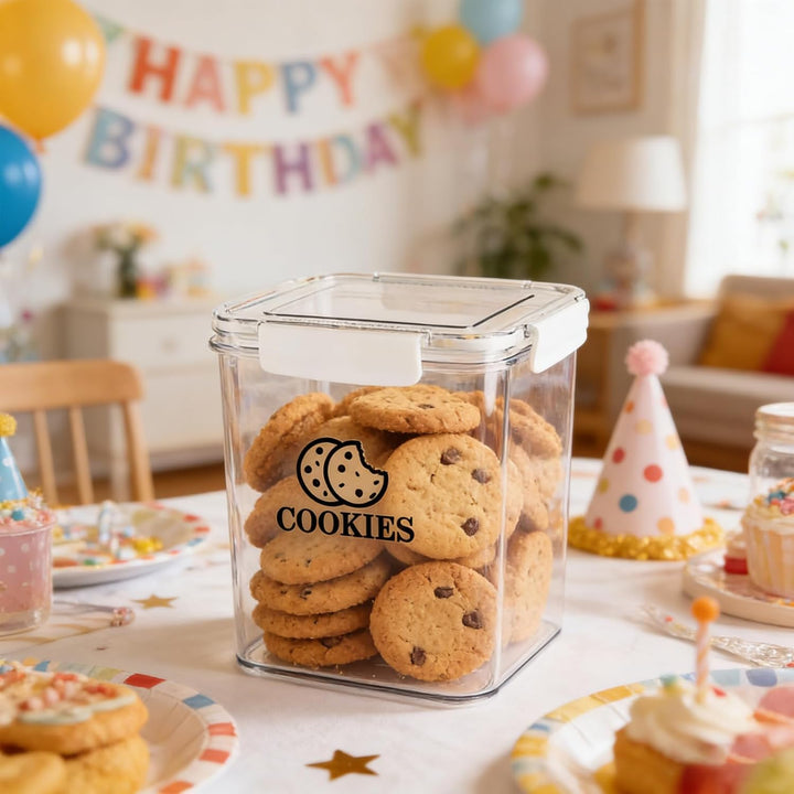 Keksdose mit Deckel – luftdichter Vorratsbehälter BPA-frei (25×18×18cm), transparente Snackdose Kuns