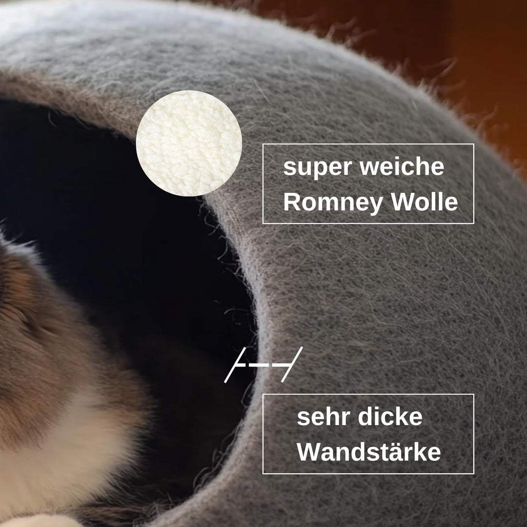 ecocasa Katzenhöhle Katzenbett Katzenhaus XL – auch für grosse Katzen – aussen robust & innen kusche