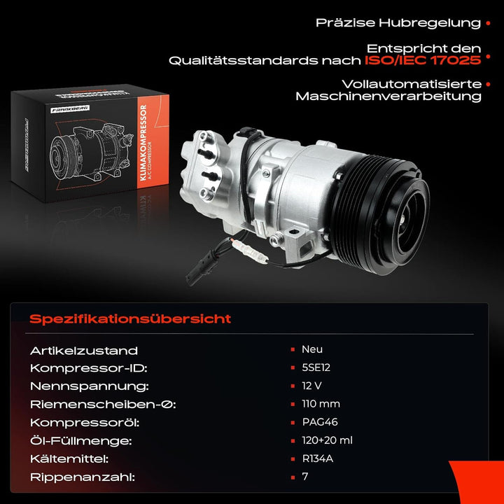 Frankberg Klimakompressor Klimaanlage Kompatibel mit 3er E90 316 318 320 2007-2011 3er Touring E91 3