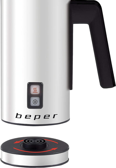 BEPER BB.210 Milchaufschäumer, Automatischer Milchaufschäumer aus Stahl für Cappuccino, Milch, heiss
