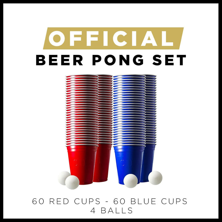 Beer Pong Offizieller Spotlightholes Tisch mit Löchern Set | Full Pack | Inkl. 1 Tisch + 120 53cl Be