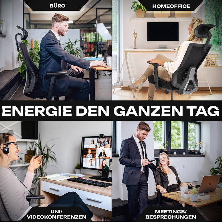 VALKENSTOL M3 Ergonomischer Bürostuhl 150 kg – [Höhenverstellbare Lordosenstütze] Schreibtischstuhl
